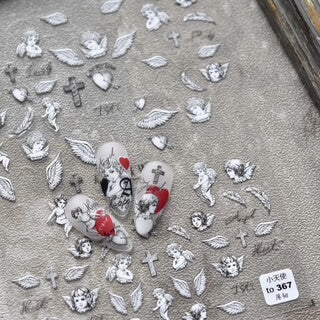 Nail Sticker White Angel with Wings #to367