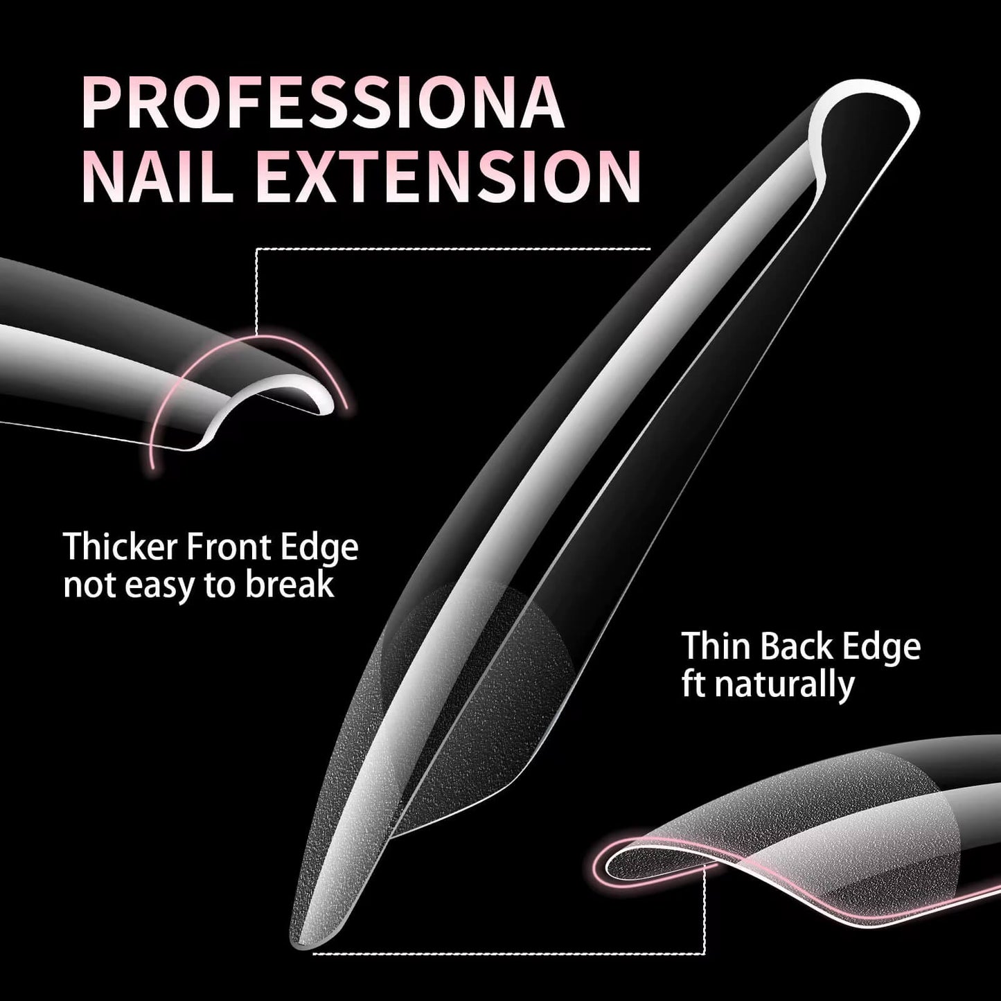Nail Tip Press on Stiletto XX Long Extensions Soft Gel 12Sizes 240pcs #OM11