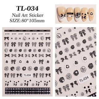 Nail Sticker Black Bow with Pearl #TL034