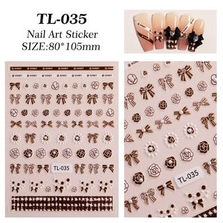 Nail Sticker Brown Bow with Pearl #TL035