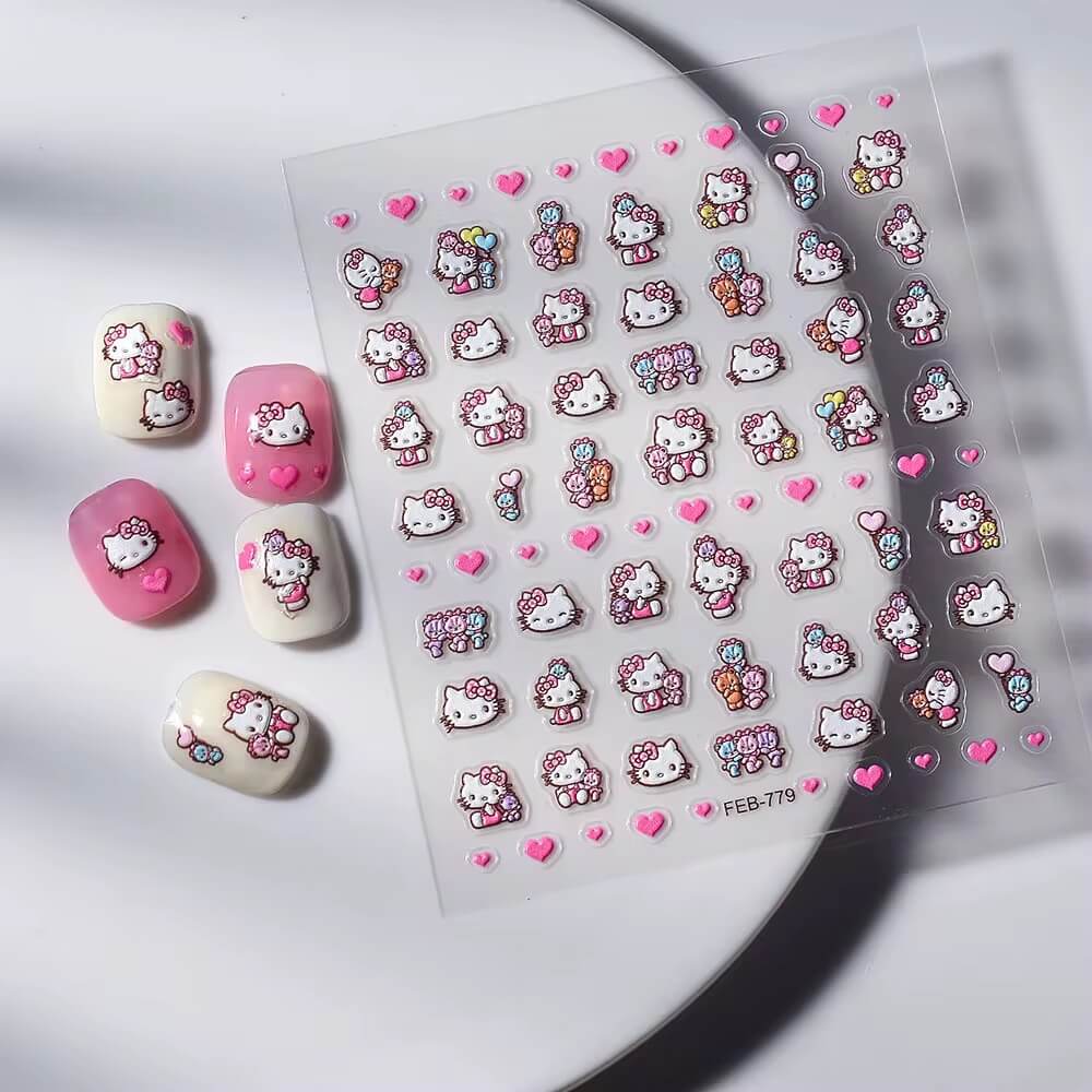 Nail Sticker Pink Heart #FEB779