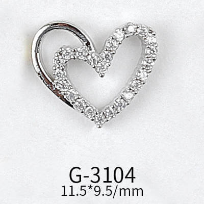 Nail Charm Double Heart Diamond 2pcs/bag - Premier Nail Supply 