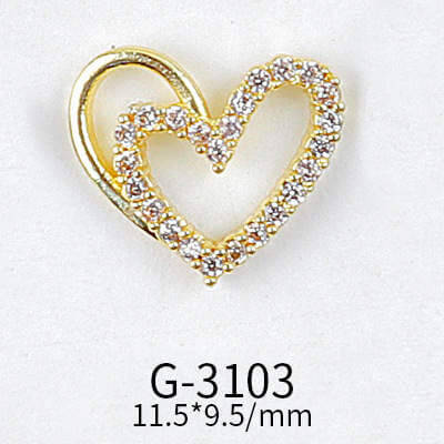 Nail Charm Double Heart Diamond 2pcs/bag - Premier Nail Supply 