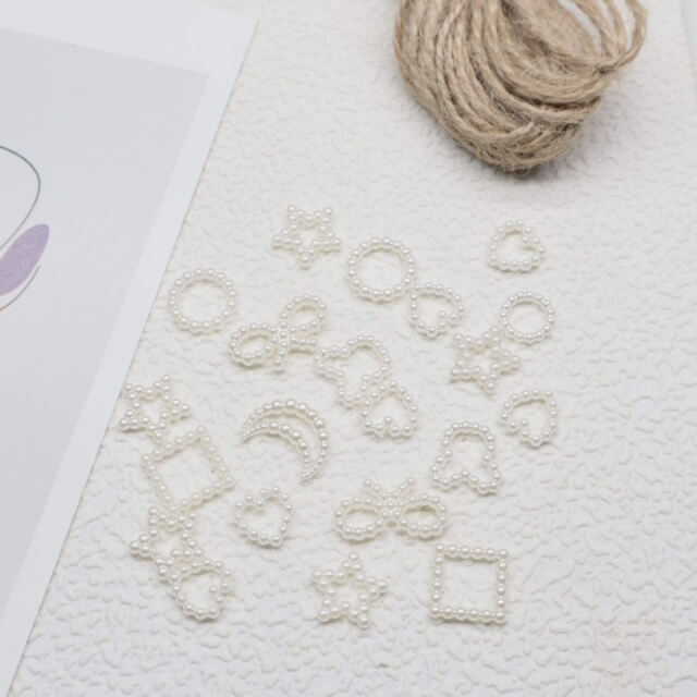 Nail Art 3D Beige Pearls Multi Shapes Flower Heart - Premier Nail Supply 