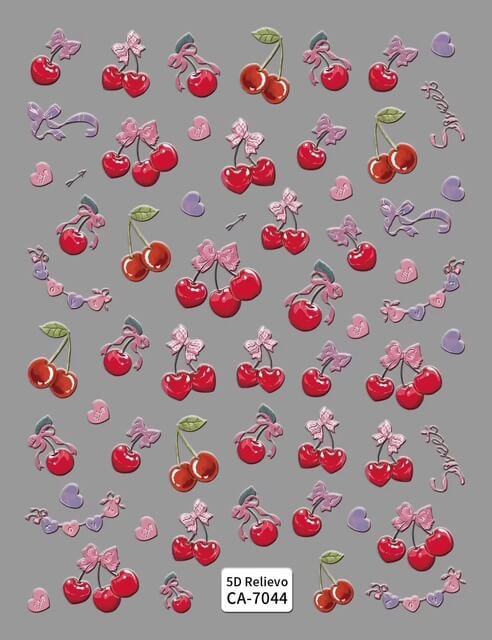Nail Sticker 5D-Embossed Red Cherry #5DCA7044