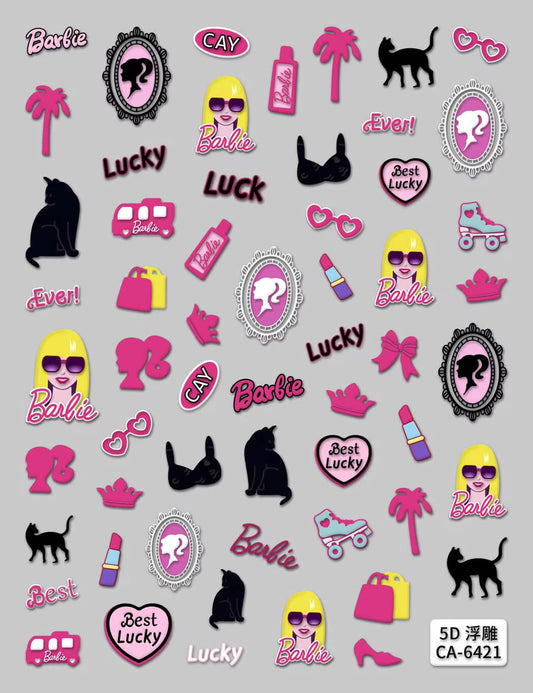 Nail Sticker 5D-Embossed Barbie #5DCA6421