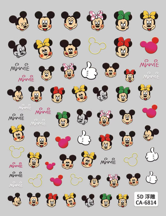 Nail Sticker 5D-Embossed Micky Mouse Minnie #5DCA6814