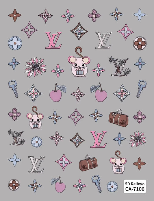 Nail Sticker 5D-Embossed Letter #5DCA7106
