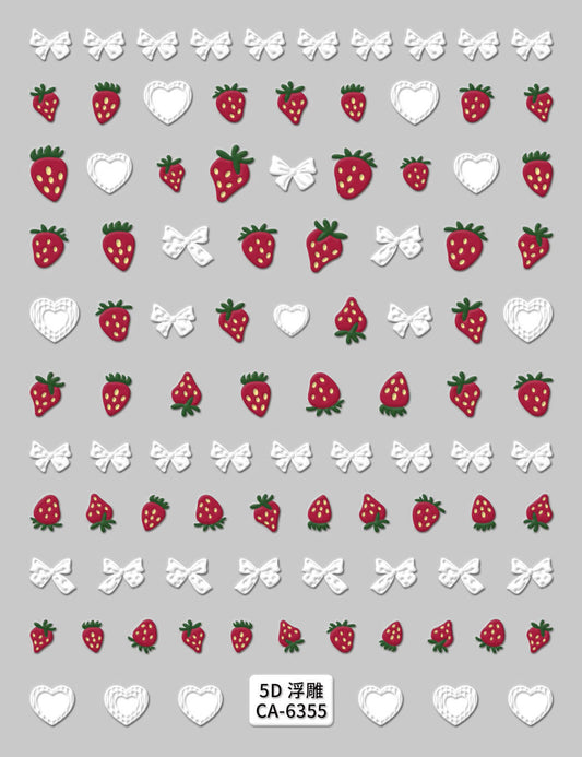 Nail Sticker 5D-Embossed Strawberry #5DCA6355