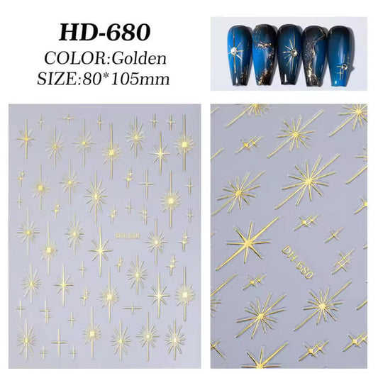 Nail Sticker Gold Cross Star #HD680