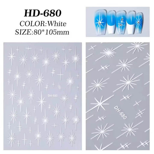 Nail Sticker White Cross Star #HD680