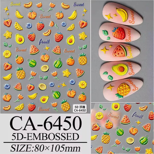 Nail Sticker 5D-Embossed Mix Fruit Sweet #5DCA6450