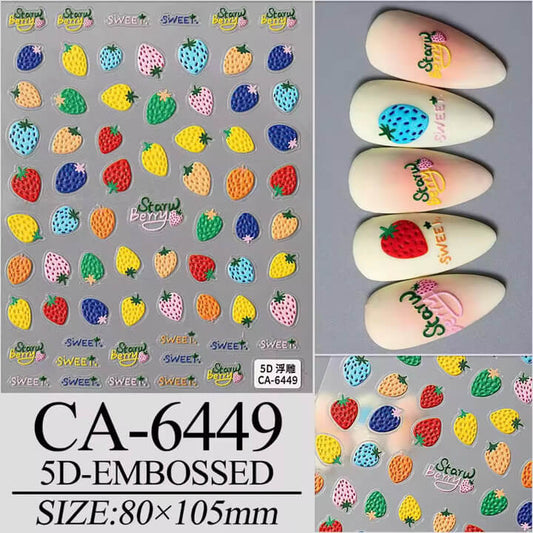 Nail Sticker 5D-Embossed Sweet Strawberry #5DCA6449