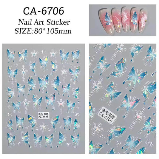 Nail Sticker Blue Butterfly #CA6706