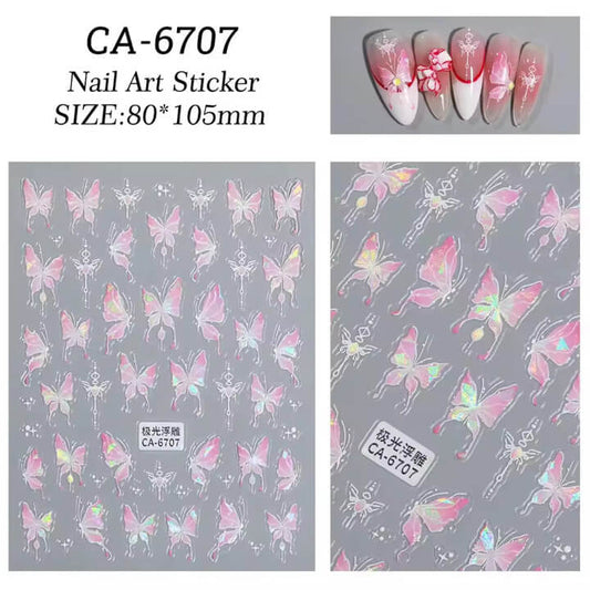 Nail Sticker Pink Butterfly #CA6707