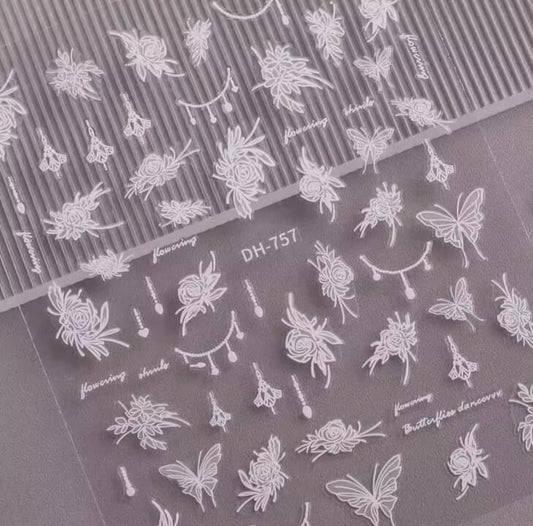 Nail Sticker White Rose #DH757