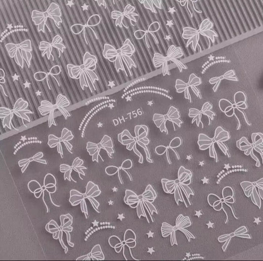 Nail Sticker White Bow #DH756
