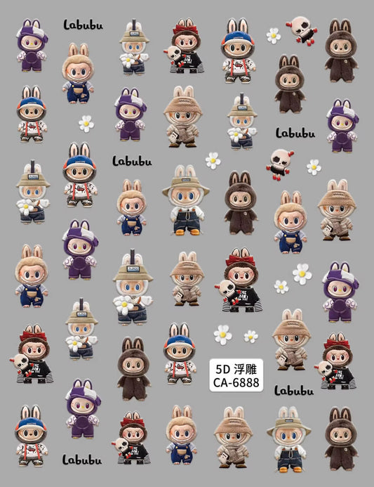 Nail Sticker 5D-Embossed Labubu #5DCA6888