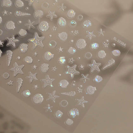 Nail Sticker White Seashells with Star Fish #SL1038A