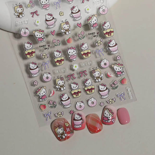 Nail Sticker 5D Embossed Kitty Happy Day #SL1025