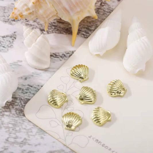 Nail Charm Gold Seashells 2pcs/Bag