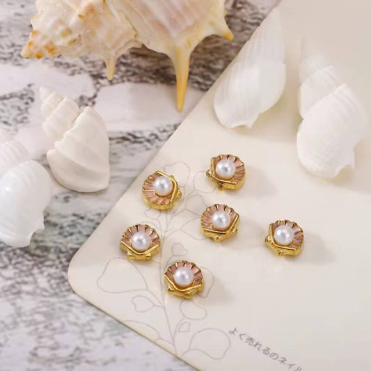 Nail Charm Pink Seashells nail charms with Pearl 2pcs/Bag