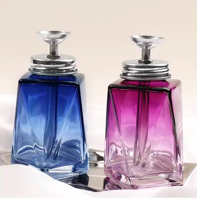Glass Pump Dispenser Liquid Bottle Blue or Purple #9374-14