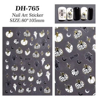 Nail Sticker Halloween Ghost, White Pumpkin #DH765