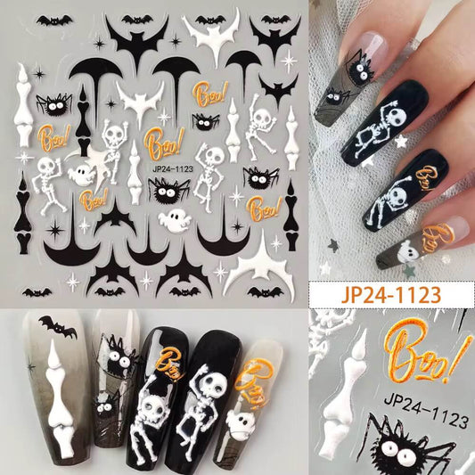 Nail Sticker Halloween Skull Carleton, Black Bat #JP241123