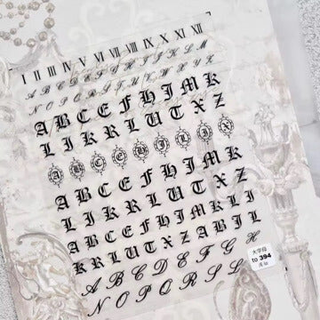 Nail Sticker - English Letter Black Color #to394