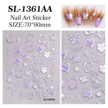 Nail Sticker 5D Purple Heart Butterfly #SL1361AA