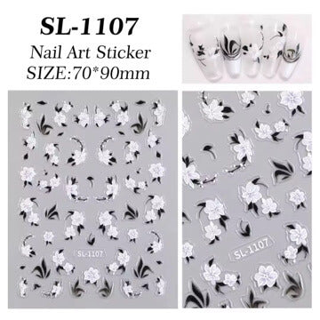 Nail Sticker White Flower #SL1107