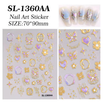 Nail Sticker Gold Flower with Butterfly #SL1360AA