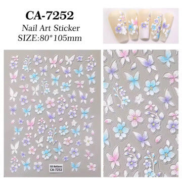 Nail Sticker - Flower with Butterfly #CA7252