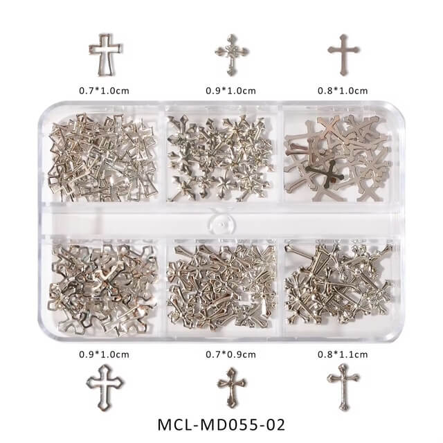 Nail Charm Cross Silver and Gold Metal Art #5386-4