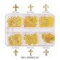 Nail Charm Cross Silver and Gold Metal Art #5386-4