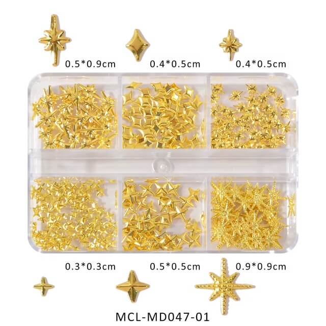 Nail Charm Star Silver and Gold Metal Art #8295-5