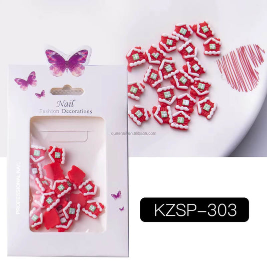 Nail Charm Gingerbread House 20pcs/bag #KZSP303-4