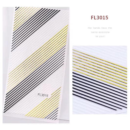 Nail Sticker Line White,Gold,Black #FL3015