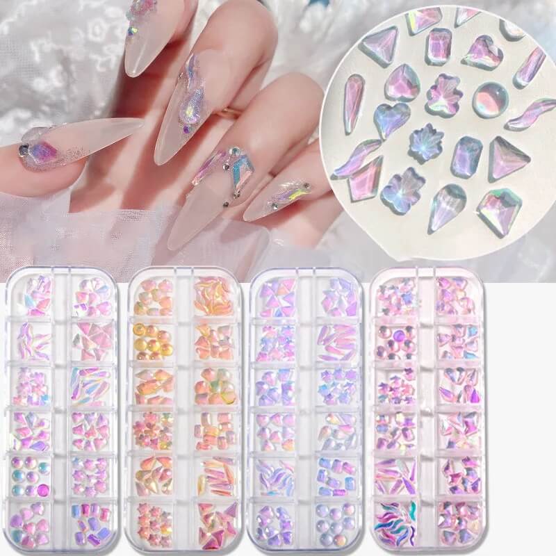 Nail Rhinestone Ice Transparent Crytal AB 12 Styles /Box - Premier Nail Supply 