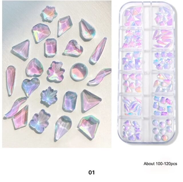 Nail Rhinestone Ice Transparent Crytal AB 12 Styles /Box - Premier Nail Supply 