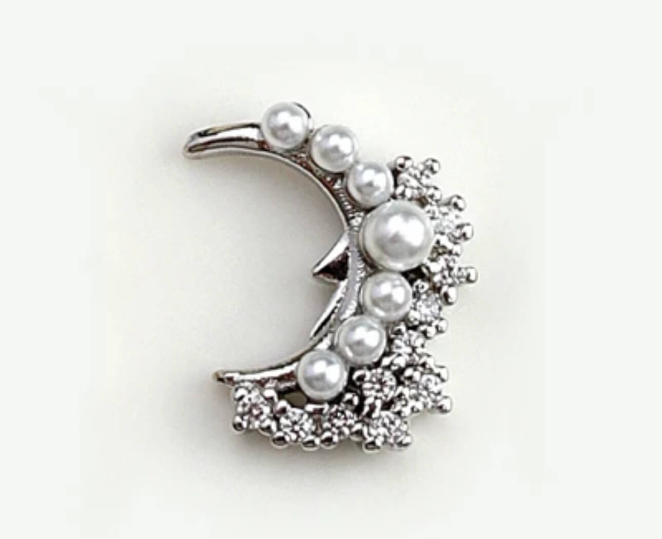 Nail Charm Half Moon with Rhinestone Pearl 2pcs/Bag