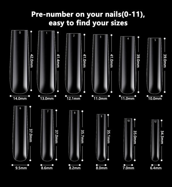 Sofi Art - Clear Square 2x Long Gel Nail Tip 240 pcs/size 0-11 - Premier Nail Supply 