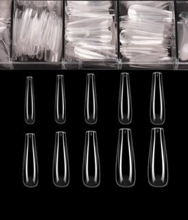 Sofi Art - Clear Gel Tip Coffin Long, Sculpted 504pcs - #470227 - Premier Nail Supply 