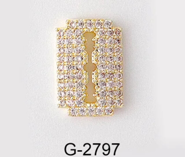 Nail Charm Razor Blade with Rhinestone 2pcs/Bag