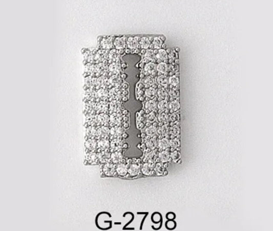 Nail Charm Razor Blade with Rhinestone 2pcs/Bag