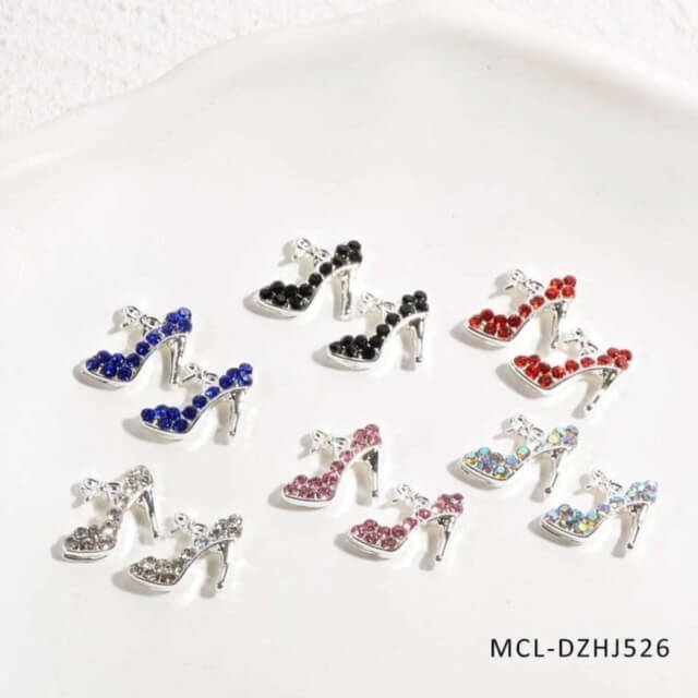 Nail Charm Silver High Heels Mix Colors 20pcs/Bag - Premier Nail Supply 