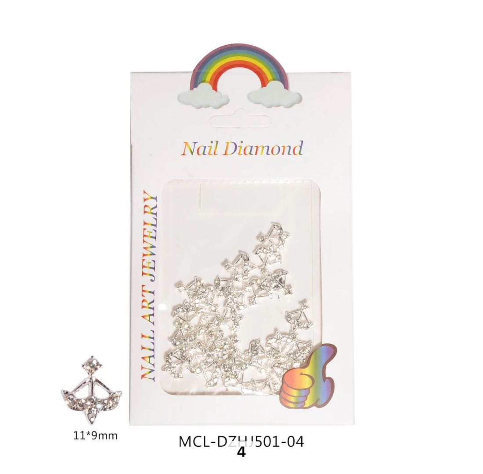 Nail Charm Silver Arrow with Rhinestone 30pcs/bag - Premier Nail Supply 