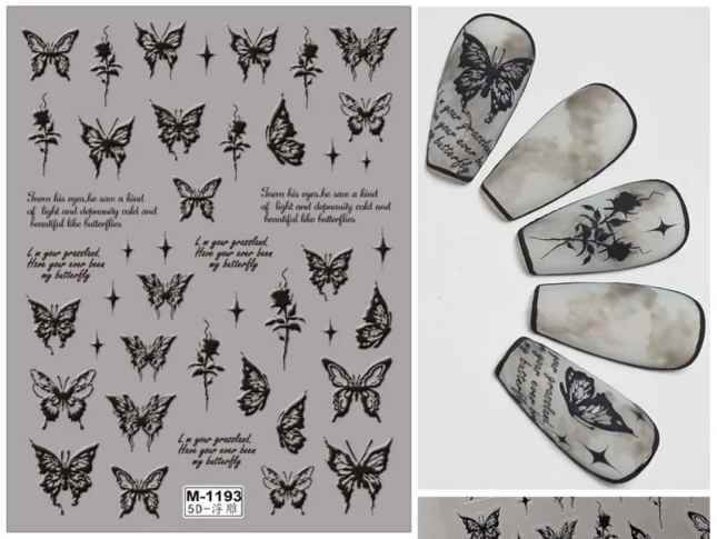 Nail Sticker Black Butterfly - M1193