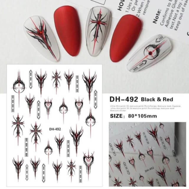 Nail Sticker Black and Red - DH492